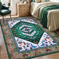 SERISSA Area Rug 3x5 Boho Rugs for Bedroom, Washable Non-Slip Living Room Rug, Ultra Soft Print Distressed Vintage Green White Rug Low-Pile Throw Carpet for Entry Kitchen Bedroom Nursery Dorm Decor