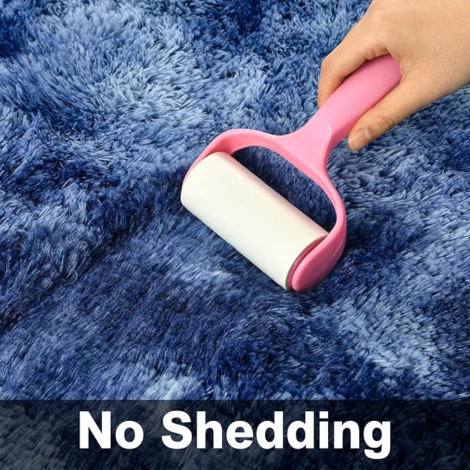 Shag Area Rug, 4 X 6 Plush Fuzzy Rugs for Living Room, Ultra Soft Fluffy Furry Rug for Bedroom, Indoor Carpet Nursery Rugs for Kids Room Home Decor, Tie-Dyed Navy Blue