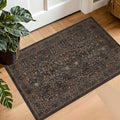 Boho Brown Washable 2x3 Entryway Rug - Front Door Mat Rugs Indoor Entrance, Non-Slip Vintage Floral Small Throw Rug for Kitchen, Bathroom, Dark Modern Western Unique Entry Décor