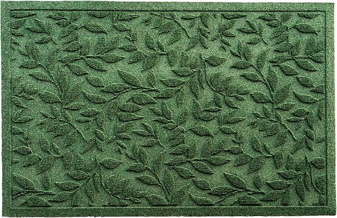 Green Leaves Outdoor Indoor Entrance Doormats, Absorbent Durable Heavy Duty Welcome Front Door Mat,Thick Natural Rubber Back,Easy Clean Entryway Mat 23x35 Inch, Low Profile