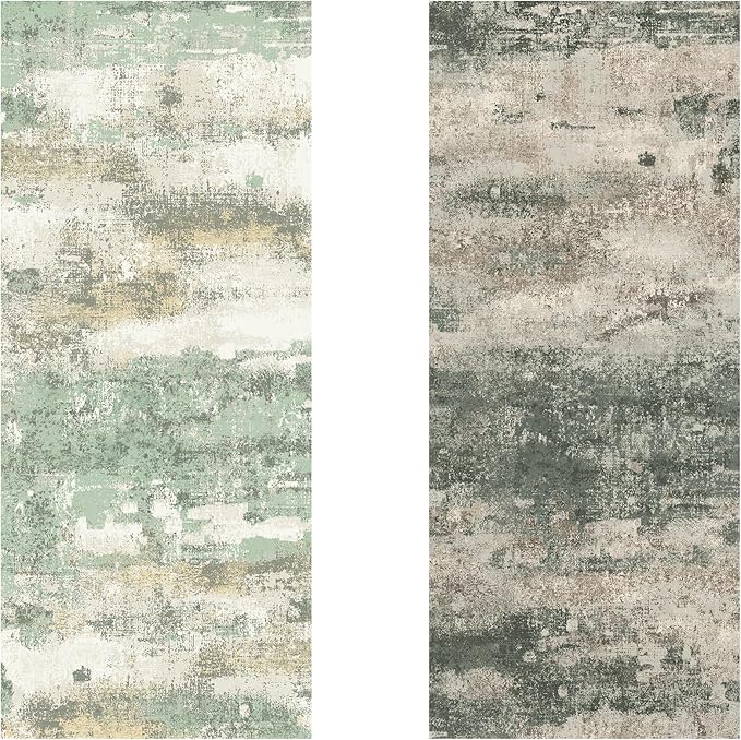 BEIMO Reversible 2'6"x6' Runner Rugs for Hallway, Modern Abstract Dual-Sided Runners for Entryway, Machine Washable Soft Low Pile Kitchen Runner, Includes Non-Slip Rug Pad, Green & Grey