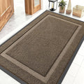 OLANLY Front Door Mat Indoor Outdoor Entrance, Waterproof All-Season, All-Weather Doormat, Sturdy Natural Rubber, Fade Resistant, Low Profile, Easy Clean Patio Porch Entryway Mat, 47x30, Brown