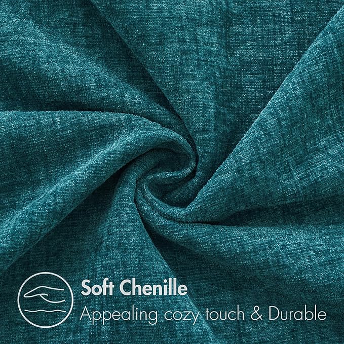 MIULEE Pack of 2 Dark Teal Throw Pillow Covers 12x20 Inch Soft Chenille Lumbar Pillow Covers for Sofa Living Room Couch Solid Dyed Cases
