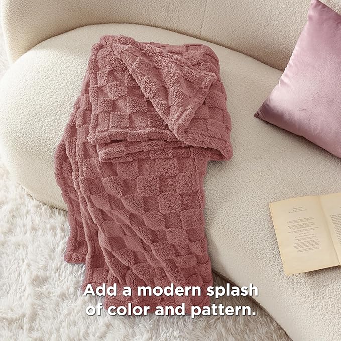 Bedsure GentleSoft Dusty Pink Throw Blanket for Couch - Super Soft Cozy Blankets Gifts for Women Kids Girls, Cute Small Fleece Throws for Bedroom Home Decor, 50x70 Inches