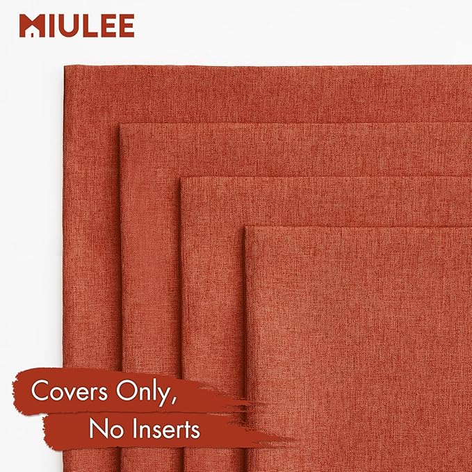 MIULEE Pack of 4 Decorative Burnt Orange Throw Pillow Covers Linen Waterproof Pillow Covers Outdoor Farmhouse Cushion Cases for Patio Garden Tent Balcony Couch Sofa 16x16 inch