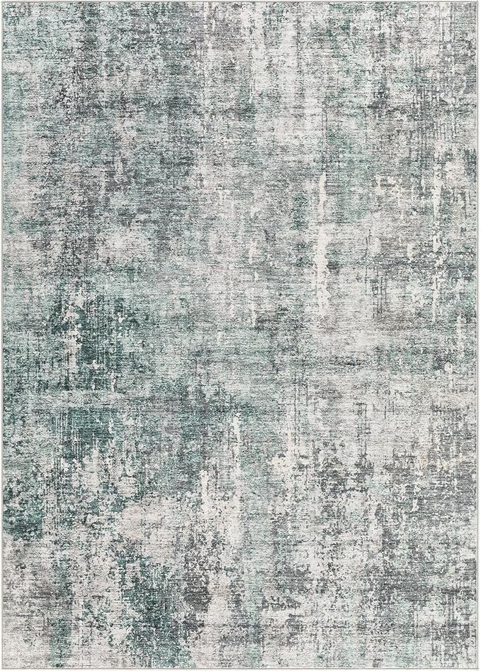 UERMEI 8x10 Area Rug Living Room Rugs - Washable Neutral Modern Abstract Soft Thin Large Rug Indoor Floor No Slip Rug Carpet for Bedroom Under Dining Table Home Office Decor - Green/Grey