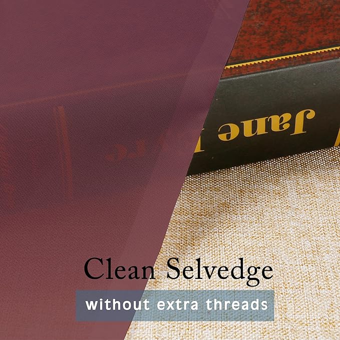 OWENIE Sheer Curtains, 45" Long Light Filtering Tiers for Kitchen, Bedroom, 2 Panels, Cafe Curtains for Small Window, 42" W x 45" L, Burgundy