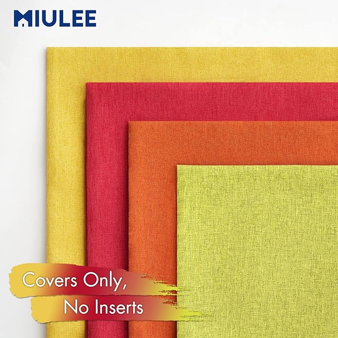 MIULEE Pack of 4 Decorative Outdoor Throw Pillow Covers Linen Waterproof Pillow Covers Farmhouse Cushion Cases for Patio Garden Tent Balcony Couch Sofa 18x18 inch Red/Green