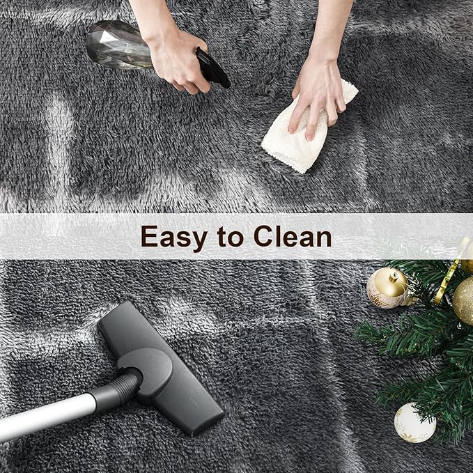 TWINNIS Super Soft Shaggy Rugs Fluffy Carpets, 6x9 Feet, Indoor Modern Plush Area Rugs for Living Room Bedroom Kids Room Nursery Home Decor, Upgrade Anti-Skid Rectangular Fuzzy Rug, Grey Star