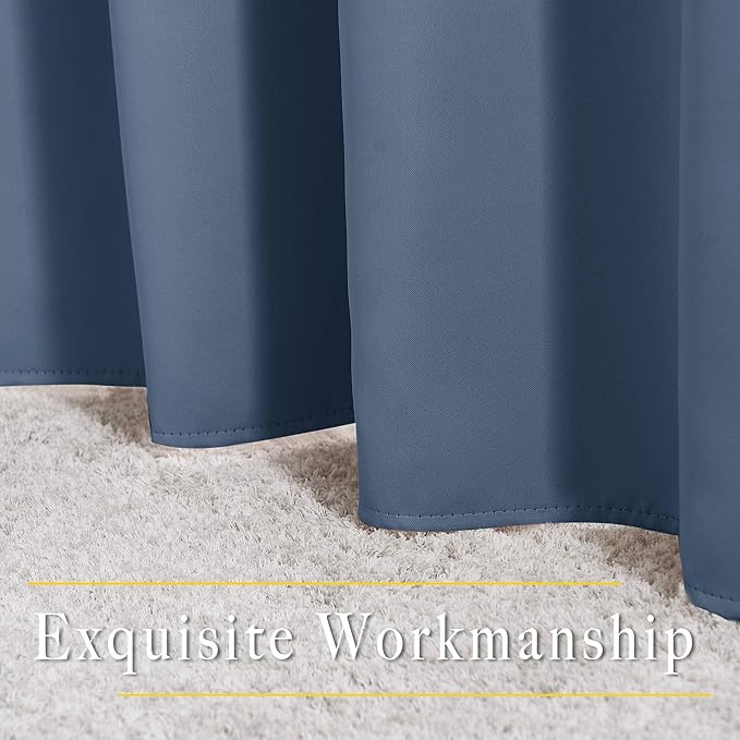 NICETOWN Blackout Curtain Drapes for Living Room - Decorative Thermal Insulated Solid Grommet Top Room Darkening Window Treatments for Kids (Stone Blue, 1 Pair, 46 x 72-Inch)