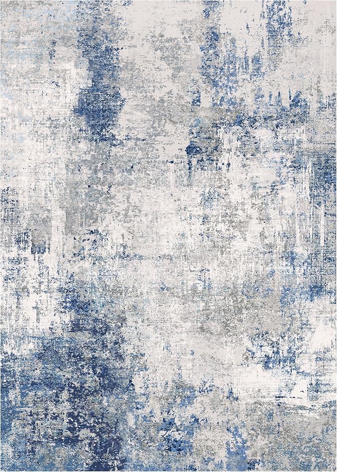 BEIMO Area Rugs 8x10 for Living Room Bedroom, Modern Abstract Machine Washable Rug, Large Soft Low Pile Floor Carpet with Non Slip Backing for Dining Room, Blue