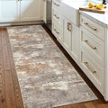 2x5 Washable Kitchen Runner Rug: Modern Abstract Runners for Hallway Soft Non Slip Rugs with Rubber Backing Low Pile Thin Floor Carpet for Entryway Bedroom Bathroom Bedside Indoor(Brown/Brick,2x5)