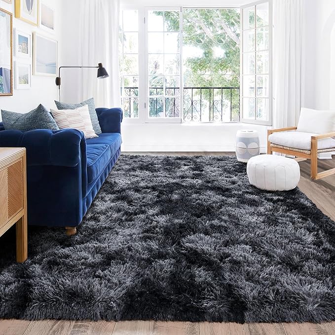 Rugs for Bedroom 4x6, Soft Shaggy Modern Shag Area Rug for Living Room, Upgrade Non-Slip Plush Fluffy Carpet for Kids Boys Girls Room Home Decor Aesthetic, Dark Grey