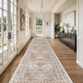 Washable Runner Rug 2.5x14, Non-Slip Long Kitchen Mats for Floor, Vintage Rug for Entryway, Soft Hallway Runner for Dining Room, Bedroom, Living Room(Orange,2.5'x14')