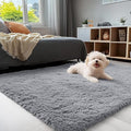 OLANLY 3x6 Machine Washable Runner Rugs for Hallway, Soft Fluffy Shaggy Bedside Rugs for Bedroom, Living Room, Indoor Floor Carpet for Kids Girls and Boys, Nursery Rooms, Home Decor, Light Grey