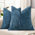 decorUhome Navy Blue Chenille Euro Sham Throw Pillow Covers 22x22 Set of 2 Textured Soft Cozy Slubby Couch Pillow Covers Modern Farmhouse Boho Decorative Pillow Cases for Bed Sofa Living Room
