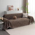 MYSKY HOME Boho Couch Cover Deep Chocolate Sofa Covers with Tassel Farmhouse Sofa Slipcover Simple Couch Protector for Dogs Chenille Sectional Couch Covers L Shaped Couch Cushion Covers, 71"x 134"