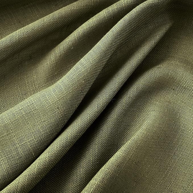 MIULEE Light Olive Green Linen Curtains 108 Inches Long 2 Panels for Bedroom Living Room, Soft Linen Textured Natural Window Drapes Semi Sheer Light Filtering Back Tab Rod Pocket Burlap Look Decor