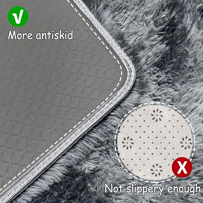 Tie-Dyed Dark Grey 2x6 Machine Washable Runner Rugs for Hallway Soft Fluffy Shaggy Bedside Rugs for Bedroom Living Room Indoor Floor Carpet for Kids Girls and Boys Nursery Rooms Home Decor Aesthetic