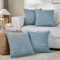Fancy Homi 4 Packs Boho Light Blue Decorative Throw Pillow Covers 22x22 Inch for Couch Bed Sofa, Rustic Modern Farmhouse Home Decor, Soft Plush Corduroy Cute Square Cushion Case 55x55 cm