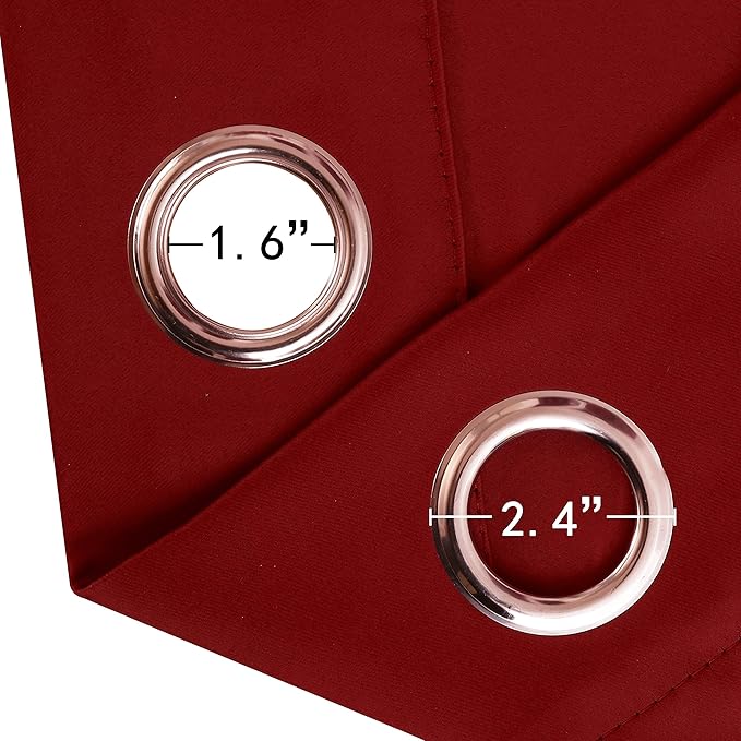 LEMOMO Red Blackout Curtains 42 x 63 Inch/Red Curtains Set of 2 Panels/Room Darkening Bedroom Curtains