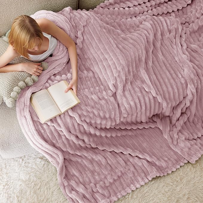 Bedsure GentleSoft Pink Fleece Blanket for Couch - Cozy Soft Blankets for Women, Cute Small Throws for Girls, 90x90 Inches
