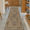 Non Slip 2x8 Gold Brown Long Runner Rug, Washable Runner Rug for Hallway, Bathroom, Entryway Rug, Stain Resistant Kitchen Floor Mat - Vintage Floral Indoor Décor, Low Pile Soft Carpet
