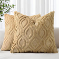 decorUhome Throw Pillow Covers 16x16 Inch Set of 2, Soft Plush Faux Wool Khaki Solid Couch Pillow Covers, Accent Farmhouse Neutral Square Pillow Cases for Sofa Bed Living Room