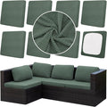8Pcs Outdoor Cushion Covers, Patio Cushion Covers,Stretch Elastic Slipcovers, Replacement Washable Furniture Protector for Patio Couch,Thick Jacquard Textured Twill Fabric(Matcha Green,Cover Only)
