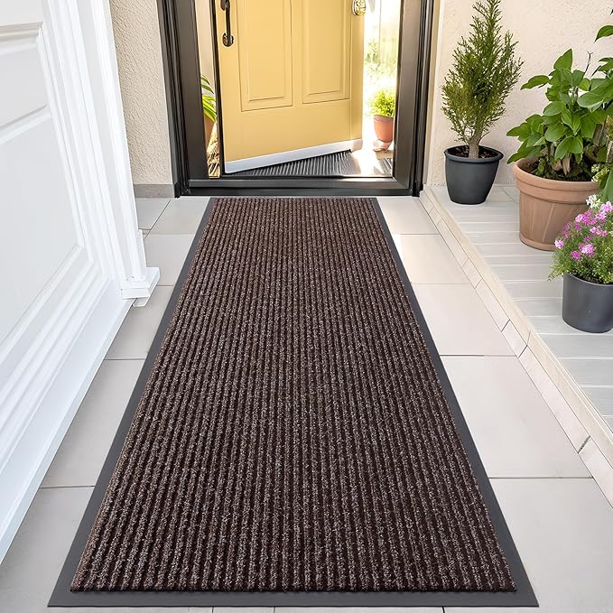 OLANLY Front Door Mat Indoor Outdoor Entrance, Waterproof Heavy Duty Doormat, Fade Resistant, Low Profile, Easy Clean Patio Porch Welcome Floor Mats for Entry, 47x23, Tan