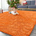 OLANLY 8x10 Machine Washable Large Area Rugs for Living Room, Bedroom, Soft Fluffy Shaggy Bedside Rug, Indoor Floor Carpet for Kids Girls and Boys, Dorms, Nursery, Home Decor Aesthetic, Orange