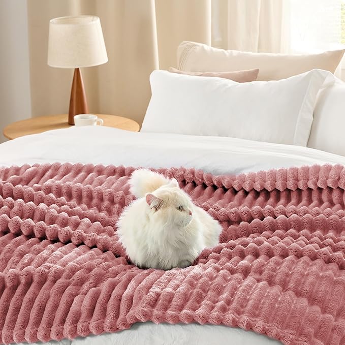 Bedsure GentleSoft Brick Dust Fleece Throw Blanket for Couch - Cozy Soft Blankets for Women, Cute Small Throws for Girls, 50x60 Inches