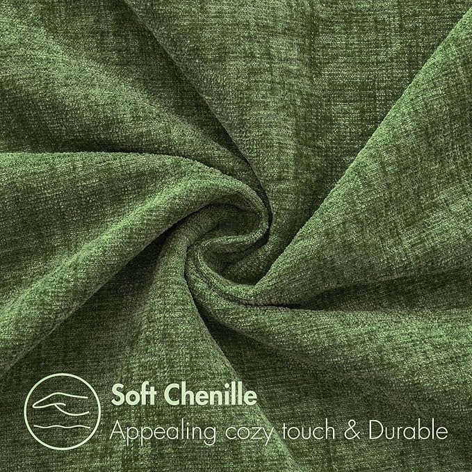 MIULEE Pack of 2 Couch Throw Pillow Covers 12x20Inch Soft Moss Green Spring Chenille Lumbar Pillow Covers for Sofa Living Room Solid Dyed Cases