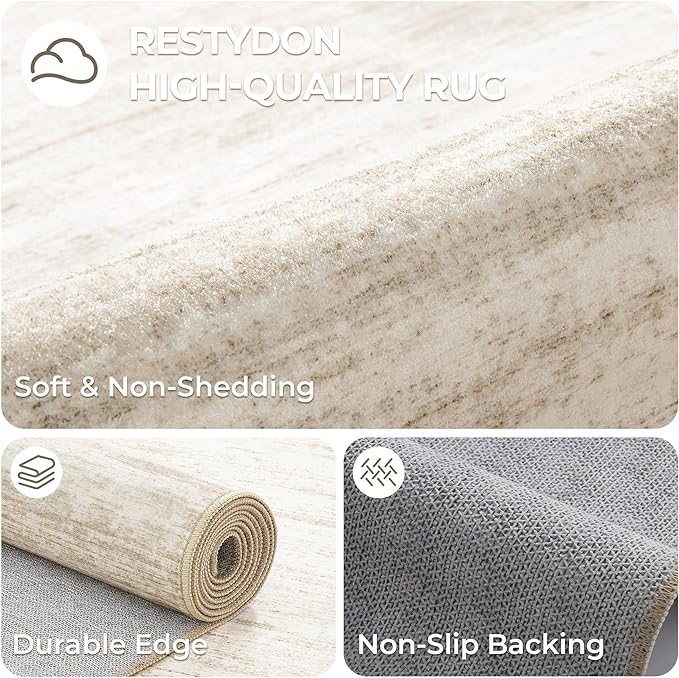 2x8 Runner Rug, Washable Runners for Hallways wirh Rubber Backing, Stain Resistant Kitchen Rug, Soft Thin Carpet Runner for Entrance, Bedroom, Living Room Indoor(2'x8', Brown/Beige)