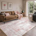 Area Rugs 9x12 for Living Room Bedroom, Modern Abstract Machine Washable Rug, Large Soft Low Pile Floor Carpet with Non Slip Backing for Dining Room, Pink/Grey