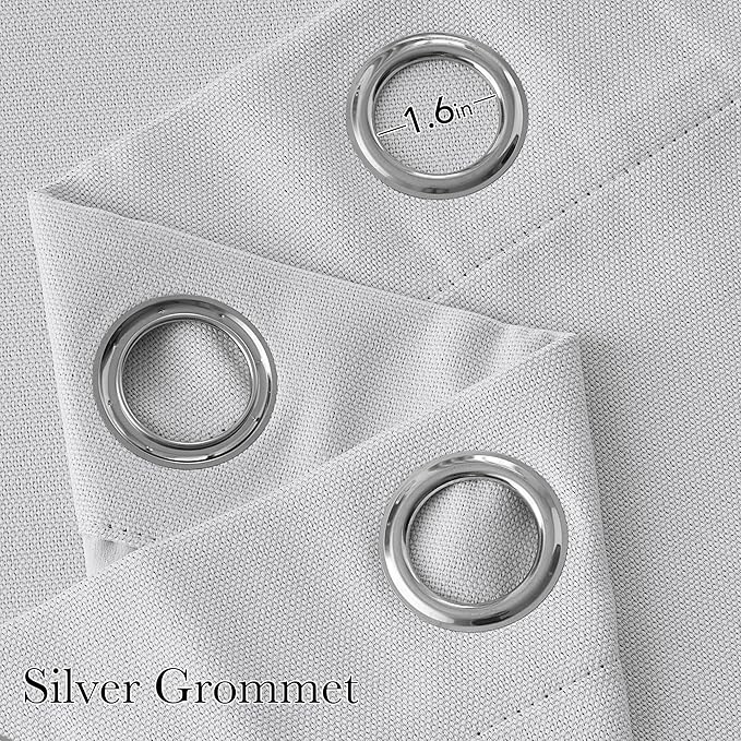 NICETOWN Short Faux Linen Greyish White Blackout Curtains 63 inches Long for Kitchen - Privacy Panels for Living Room Bedroom, Modern Farmhouse Style Easy Care Grommet Top, 2 Panels, W42 by L63