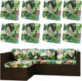8Pcs Outdoor Cushion Covers, Patio Cushion Covers,Stretch Elastic Slipcovers, Replacement Washable & Reusable Furniture Protector for Patio Couch (Green and Lush,Cover Only)