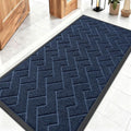 OLANLY Front Door Mat Indoor Outdoor Entrance, Waterproof All-Season, All-Weather Doormat, Sturdy Natural Rubber, Low Profile, Easy Clean Patio Porch Entryway Mat, Herringbone Brick (Blue, 47x23)