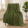 Whale Flotilla Extra Large Fuzzy Fleece Throw Blanket for Couch, 50x70 Inch Fluffy Warm Soft Jacquard Blankets for All Season, Lightweight and Cozy, Olive