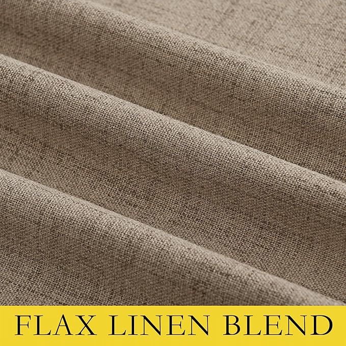 NICETOWN Burlap Vintage Open Linen Weave Flax Thermal Curtains, 100% Blackout Curtains 72" Long for Dining Room, Soundproof Window Treatment Drapes for Hall Room, 52" Wide Per Panel, Set of 2