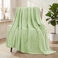 Whale Flotilla Extra Large Fuzzy Fleece Throw Blanket for Couch, 50x70 Inch Fluffy Warm Soft Jacquard Blankets for All Season, Lightweight and Cozy, Light Green
