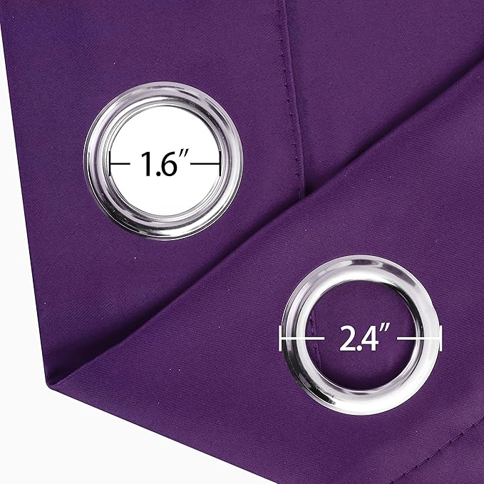 LEMOMO Purple Thermal Blackout Curtains/52 x 72 Inch/Set of 2 Panels Room Darkening Curtains for Bedroom