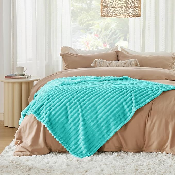Bedsure GentleSoft Blue Fog Fleece Blanket for Couch - Cozy Soft Blankets for Women, Cute Small Throws for Girls, 60x80 Inches