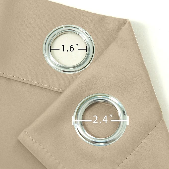 LEMOMO Beige Thermal Blackout Curtains/52 x 95 Inch/Set of 2 Panels Room Darkening Curtains for Bedroom