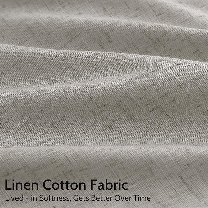 Nanspring Silver Grey Linen Curtains 63 Inches Length 2 Panels Set for Living Room Back Tab Pocket Modern Light Filtering Semi Sheer Drapes Cotton Linen Textured Grey Curtain 52X63 Inches