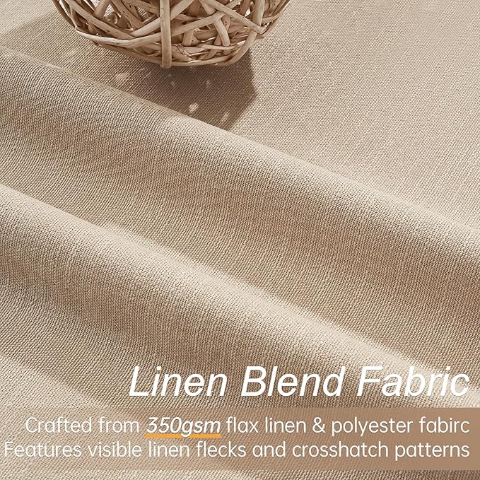 102 Inch Long Blackout Curtains for 2 Panels,Energy Efficinet Room Darkening Linen Blend Textured Curtains with Hooks,Track System Black Out Curtains for Living Room Bedroom,2 Panels, Tan Taupe