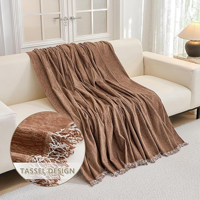 MYSKY HOME Couch Covers for 3 Cushion Couch Sofa, Sectional Couch Cover L Shape Chenille Couch Cushion Covers for Pets, Furniture Protector Cover for Dogs, Kids, 91"X150", Camel