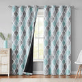 Beauoop 100% Blackout Curtains 84 Inches Long 2 Panels for Bedroom Living Room Aqua Grey Moroccan Geo Room Darkening Thermal Insulated Soundproof Grommet Top Window Treatments Drapes, 50x84 Set of 2