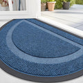 OLANLY Half Circle Door Mat Indoor Outdoor Entrance Welcome, Waterproof All-Season, All-Weather Doormat, Sturdy Natural Rubber, Low Profile, Easy Clean Patio Porch Entryway Mat, 33x21, Light Blue