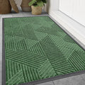 Smiry Front Door Mat Outside Entrance, Heavy Duty Sturdy Natural Rubber Doormat, Trap Dirt and Moisture, Easy Clean Low Profile Welcome Floor Mats for Indoor Outdoor Entry, 59x34 Inch, Green